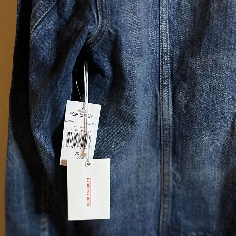 Good American Sherpa Collar Blue Jean denim Jacket M (8-10) - Picture 5 of 6